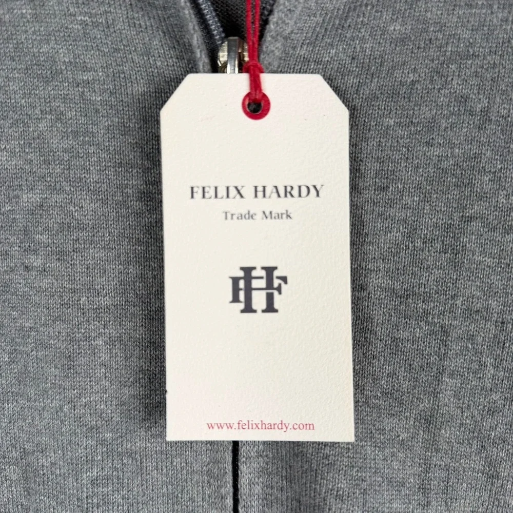 Felix Hardy (Polish Co) NWT Mens Grey Melange Full‎ Zip Cardigan 3XL Elbow Patch